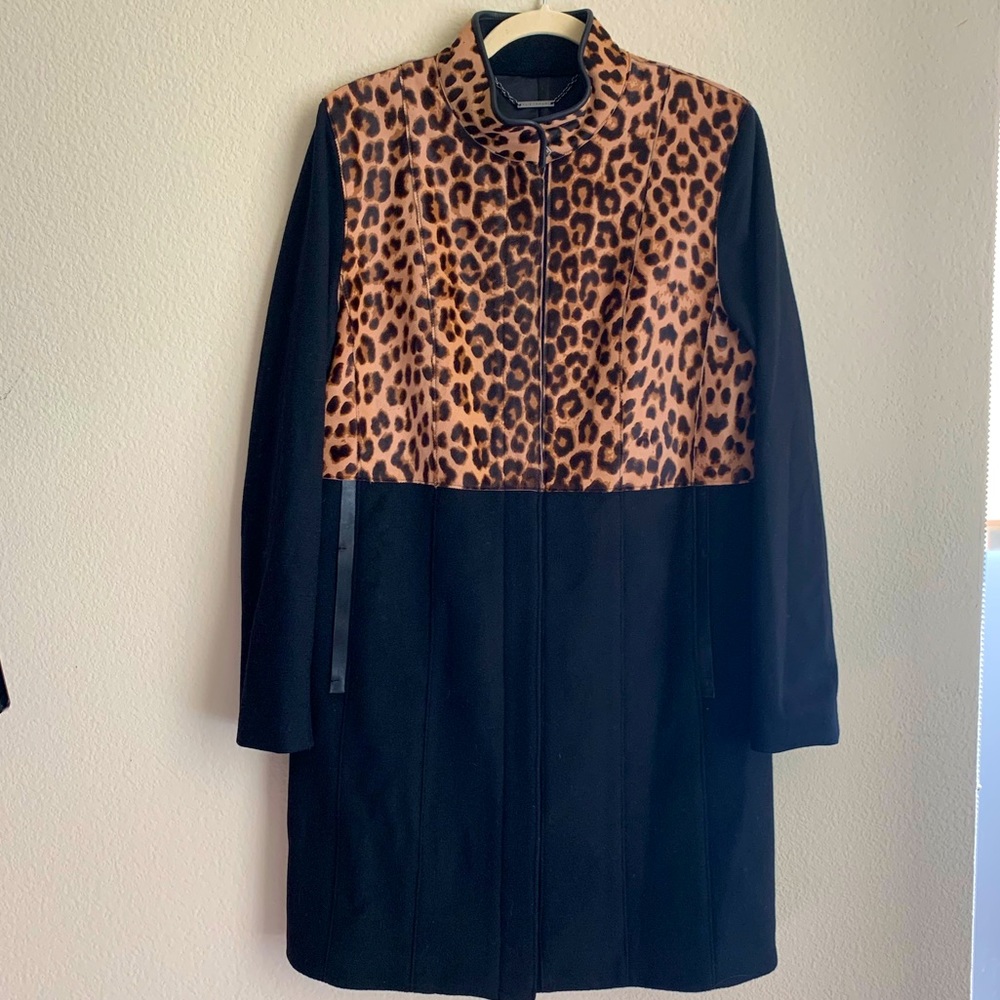 Elie Tahari Calf and Wool Pea Coat